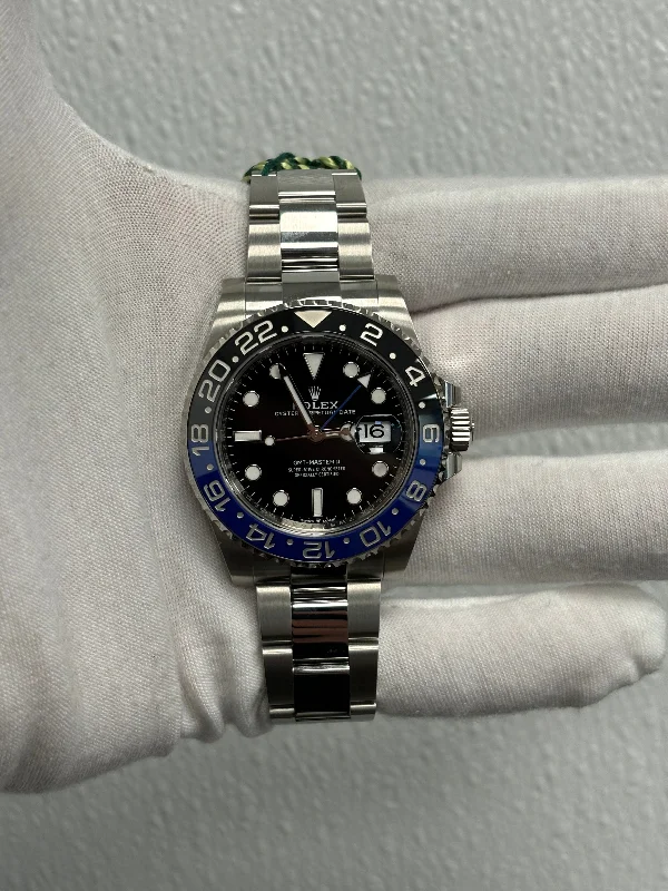 Rolex GMT Master II "Batman" Stainless Steel 40mm Black Dot Dial Watch Reference# 126710BLNR