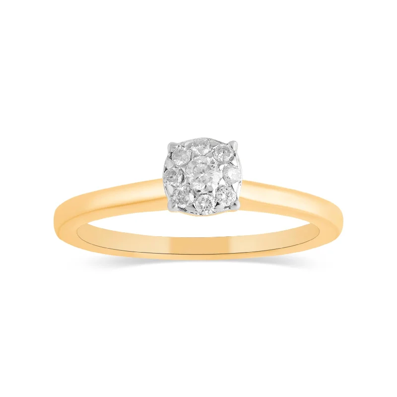 diamond necklaces for women -Solitaire Look Diamond Ring with 0.15ct of Diamonds in 9ct Yellow Gold