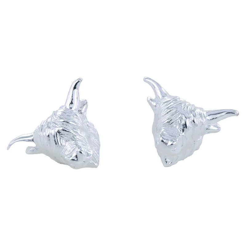 affordable wedding rings for women -Sterling Silver Highland Cow Stud Earrings