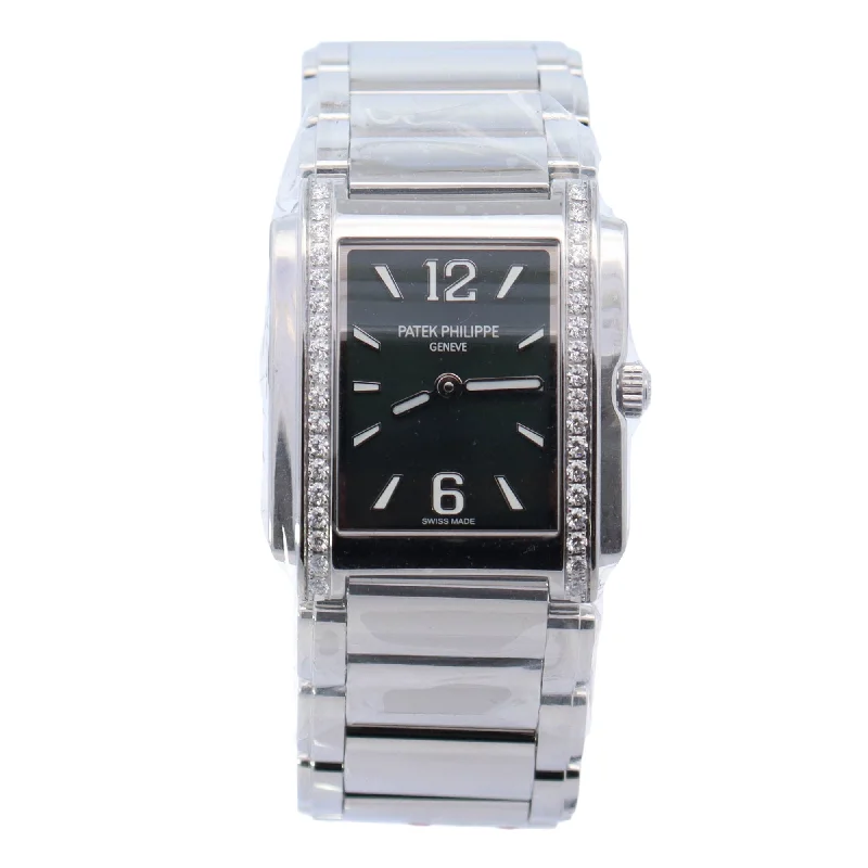 Patek Phillippe Twenty~4 Stainless Steel 25mm x 30mm Green Arabic & Stick Dial Watch Reference# 4910/1200A-011