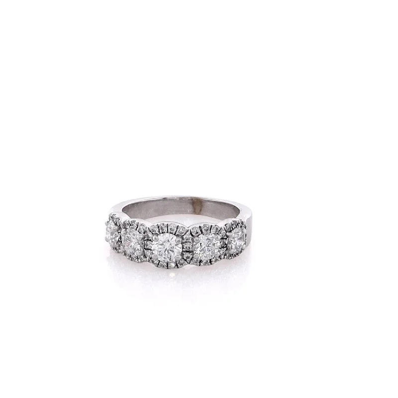 bridal engagement rings for women -Estate Henri Daussi 14 Karat White Gold Diamond Wedding Band