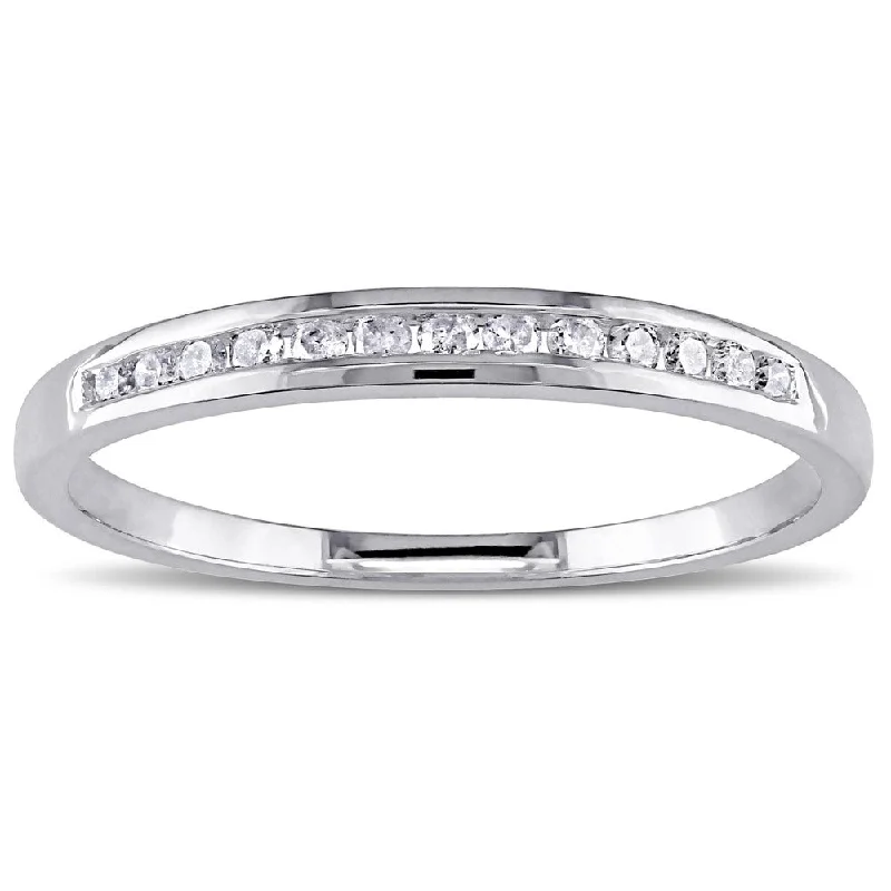 pear-shaped engagement rings for women -Miadora 10k White Gold 1/8ct TDW Diamond Wedding Band