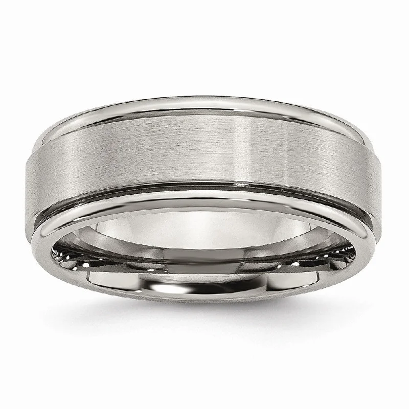 unique necklaces for women -Titanium Ridged Edge 8mm Dual Finish Band