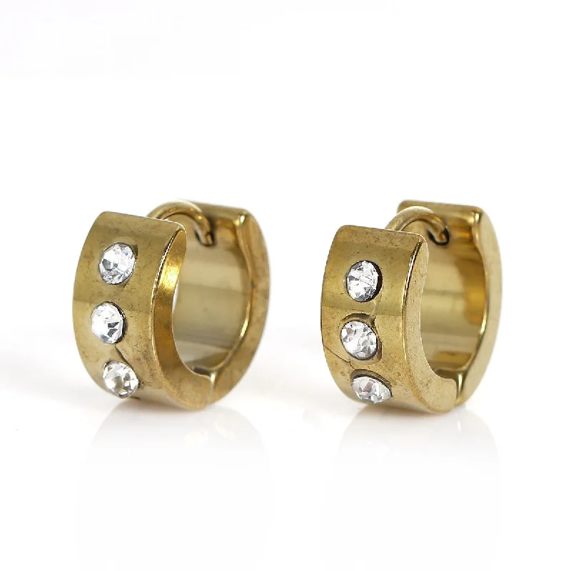 zirconia earrings for women -Sexy Sparkles Titanium Steel Mens Womens Hoop Earrings Piercings Huggie Hypoallergenic