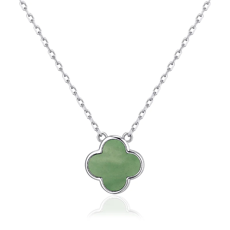 custom necklaces for women -Green Aventurine Gemstone Clover Necklace