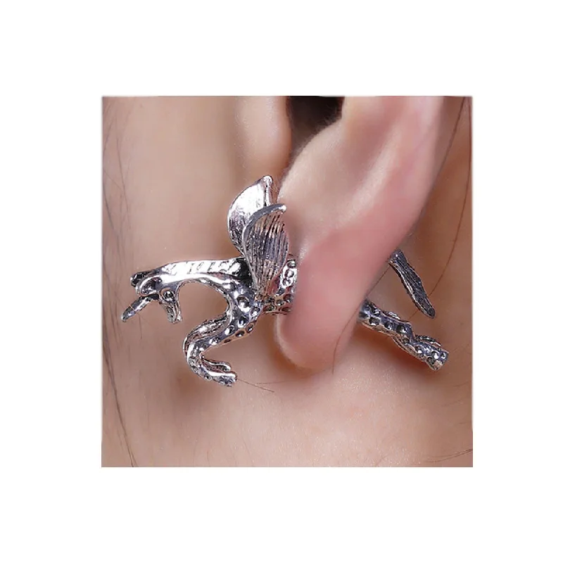 personalized rings for women -SEXY SPARKLES Sexy Sparkles Pegasus Flying Horse 3D Double Sided Ear Stud Earrings for Women