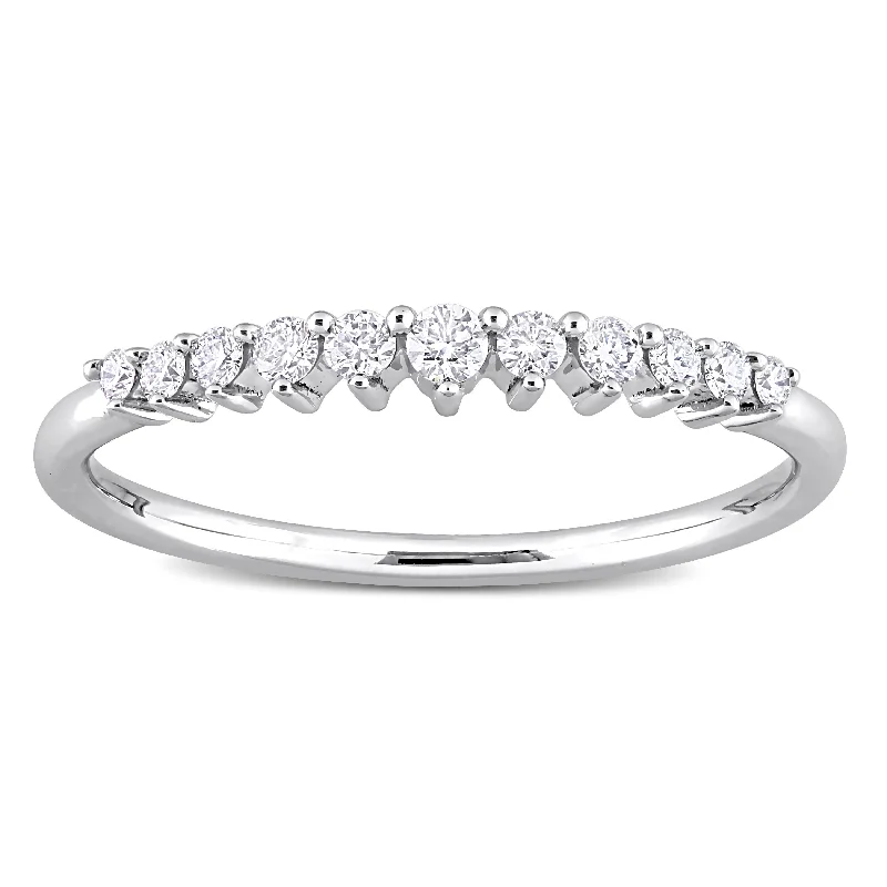 simple engagement rings for women -Miadora 14k White Gold 1/5ct TDW Diamond Stackable Semi-Eternity Wedding Band Ring