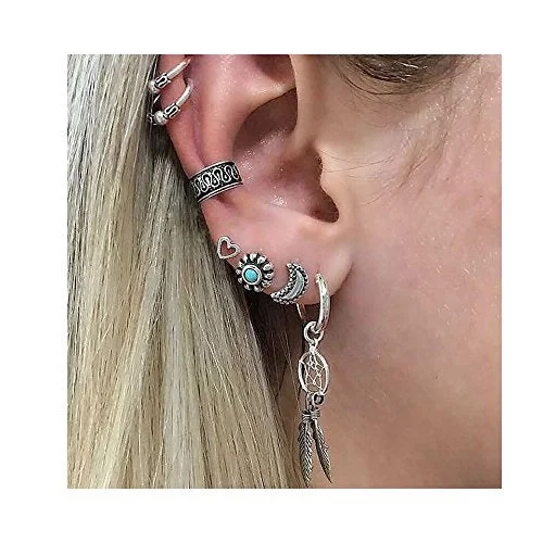 affordable earrings for women -Sexy Sparkles Cuff Earrings Set Ear Crawler Earring Climber Stud Ear Wrap Pin Vine Tribal Charm Vintage Clip On Jewelry