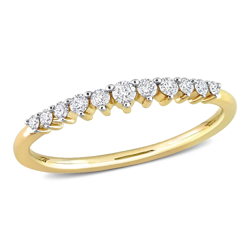 platinum wedding and engagement rings -Miadora 10k Yellow Gold 1/5ct TDW Diamond Stackable Semi-Eternity Wedding Band Ring