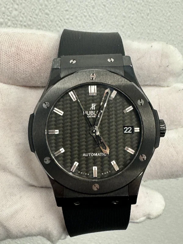 Hublot Classic Fusion Black Magic Black Ceramic 42mm Black Carbon Stick Dial Watch Reference #:  542.CM.1770.RX