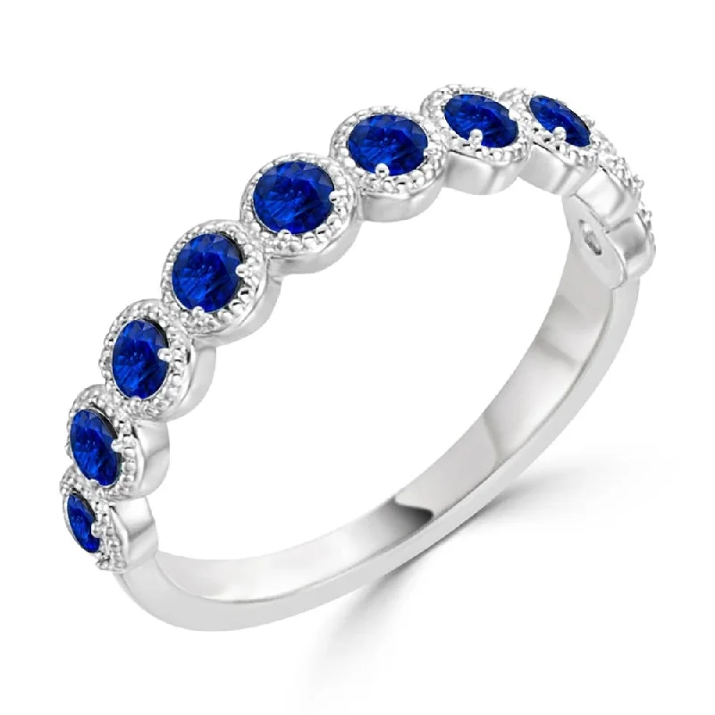 custom engagement rings with initials -Auriya 10k Gold Petite Stackable Blue Sapphire Anniversary Wedding Band 1/3ct