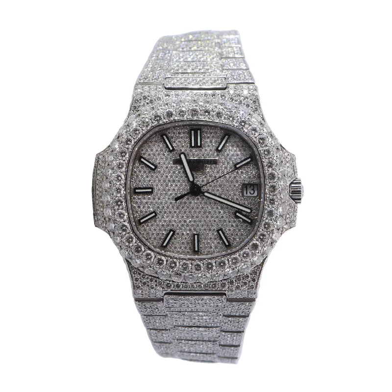 Patek Phillipe Nautilus Custom "Iced Out" 40mm Custom Diamond Pave Dial Watch Ref #: 5711/1A-011