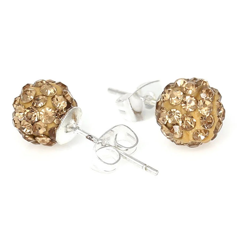 trendy rings for women -November Birthstone 8mm Rhinestones Crystal Fireball Disco Ball Pave Bead Stud Earrings