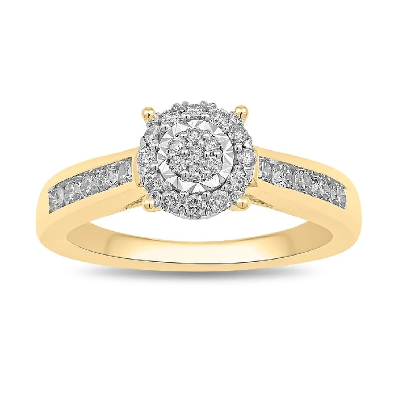 delicate necklaces for women -Love Myself Halo Ring with 0.40ct of Diamonds in 9ct Yellow Gold