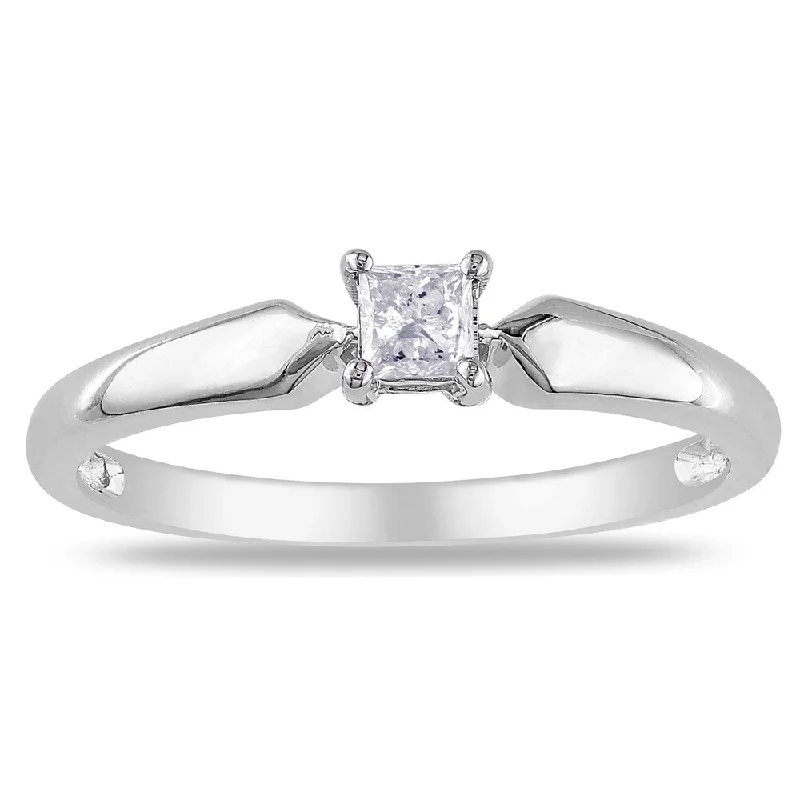 white gold engagement rings for women -Miadora 10k White Gold 1/5ct TDW Diamond Solitaire Ring