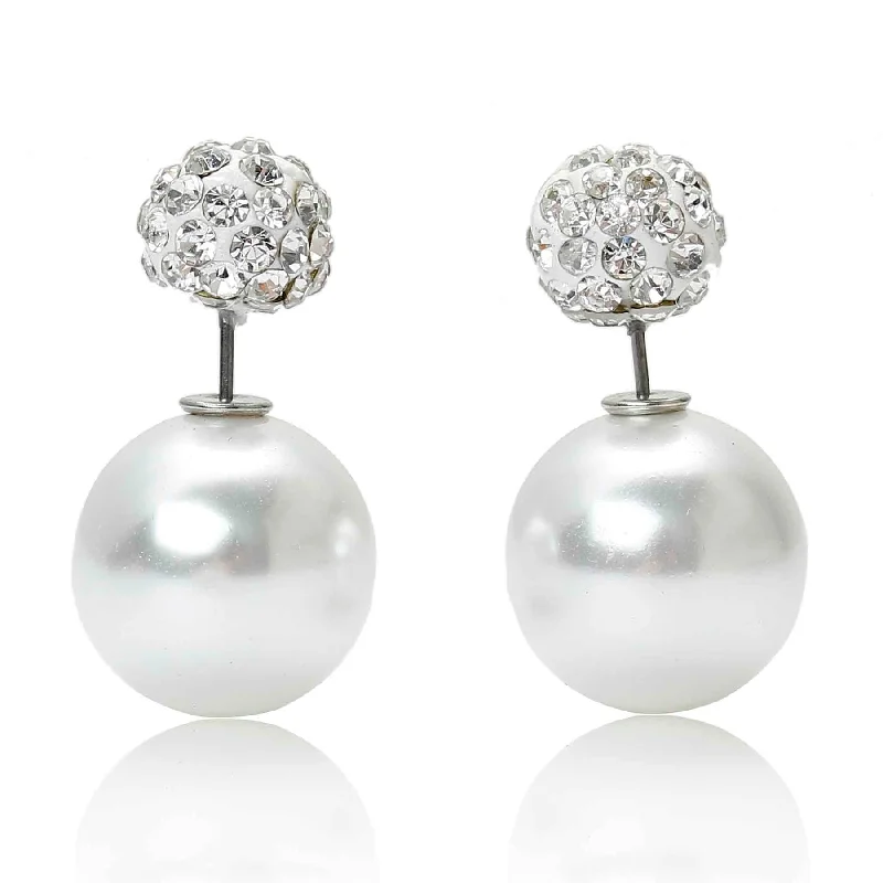 pearl earrings for women -Sexy Sparkles Double Sided Front Back Peek A Boo Ball Earrings Ear Post Stud Ball Womens