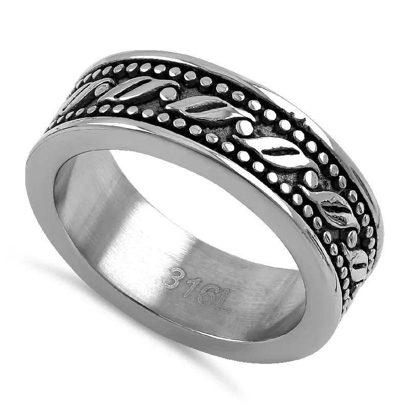 Stainless Steel Waive Pattern Band Ring