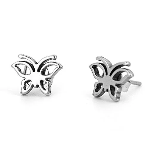 sterling silver rings for women -SEXY SPARKLES stainless steel small Butterfly stud earrings for girls teens women Hypoallergenic jewelry