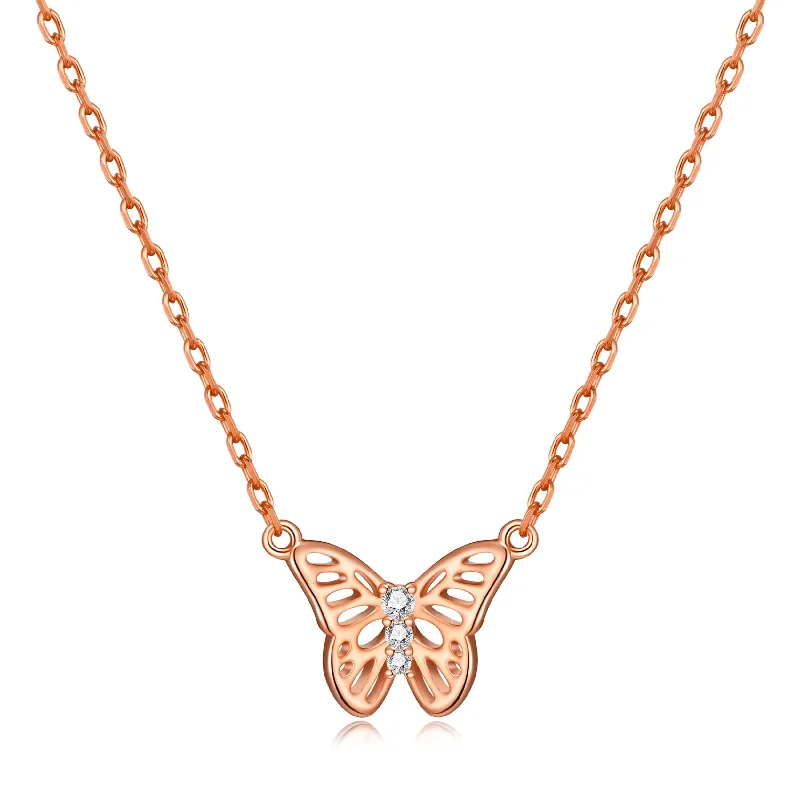 luxury necklaces for women -Rose Gold Plated Butterfly Necklace Created with Zircondia® Crystals