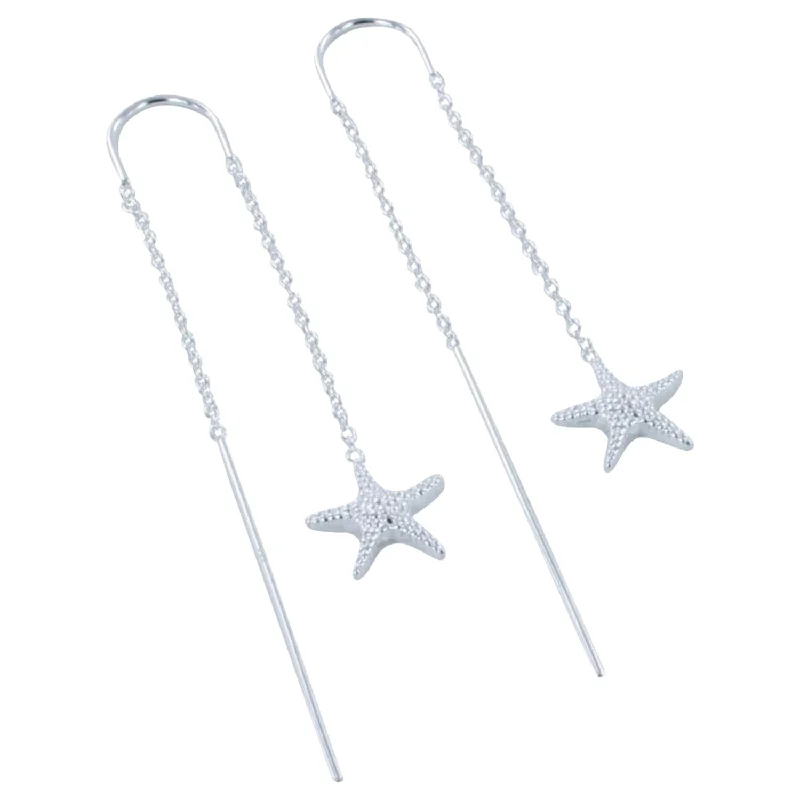 stylish rings for women -Falling Starfish Earrings in Sterling Silver