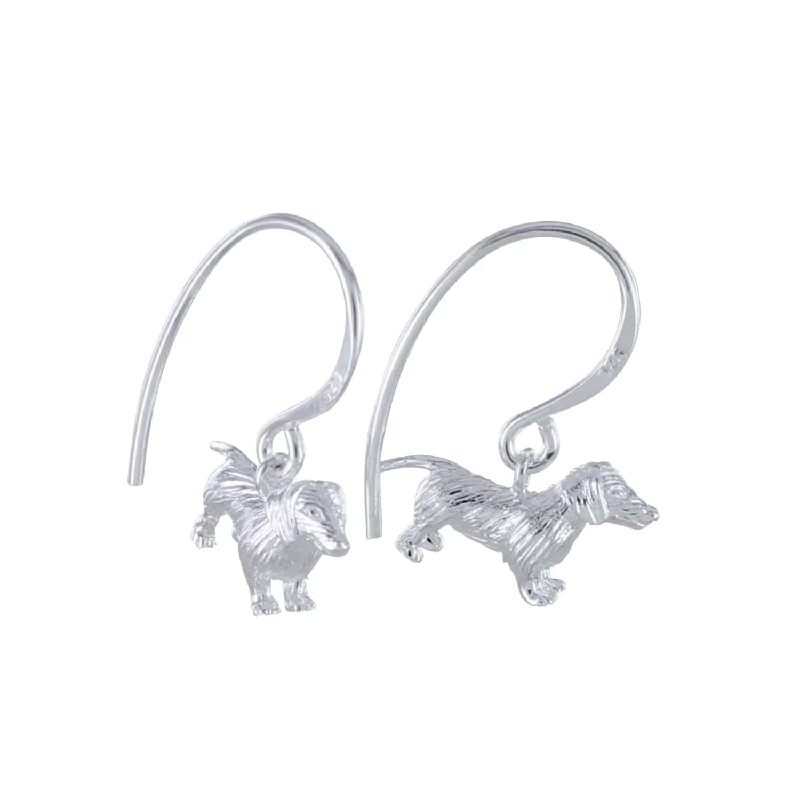 pearl earrings for women -Fergus the Dachshund Sterling Silver Drop Earrings