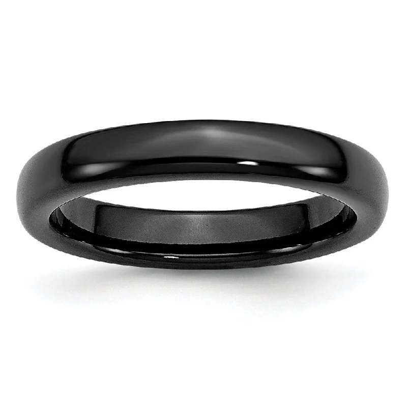 layered necklaces for women -4mm Black Ceramic Polished Domed Standard Fit Band