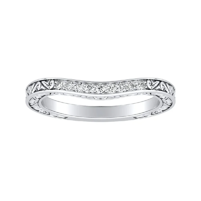 diamond wedding and engagement rings -Auriya 0.07ctw Vintage Curved Diamond Wedding Band 14k Gold