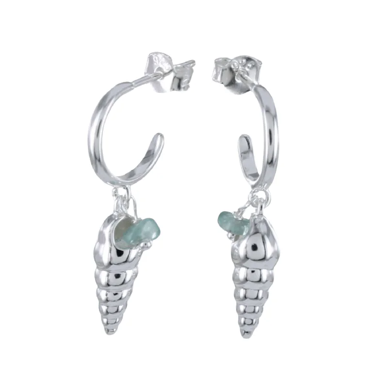 titanium rings for women -Conch Shell and Aqua Drop Earrings