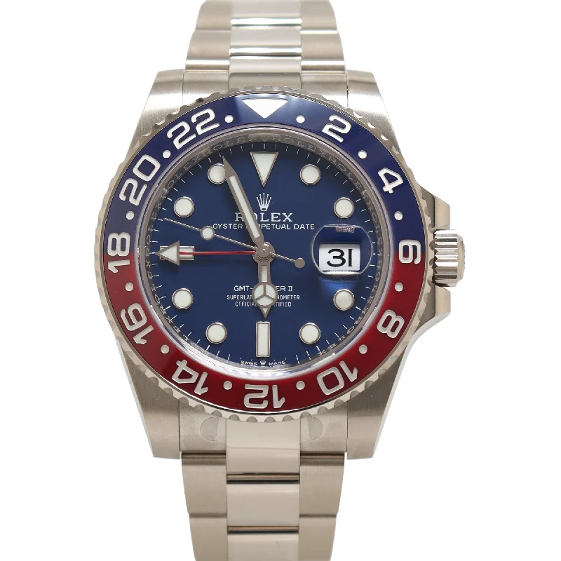 Rolex GMT Master II "Pepsi" White Gold 40mm Blue Dot Dial Watch Reference# 126719BLRO