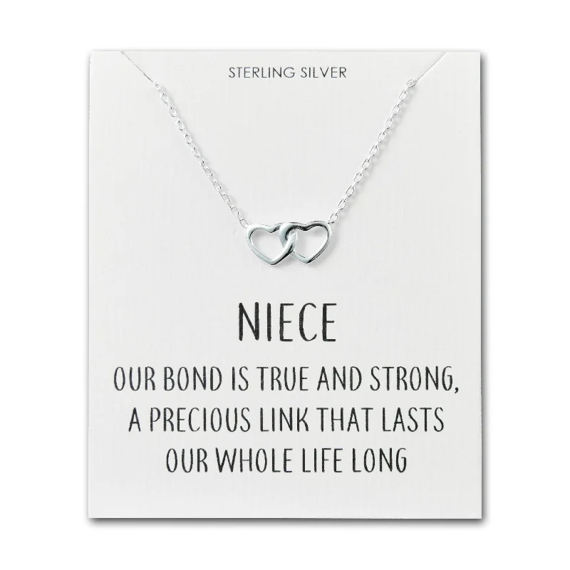 classic gold necklaces for women -Sterling Silver Niece Quote Heart Link Necklace