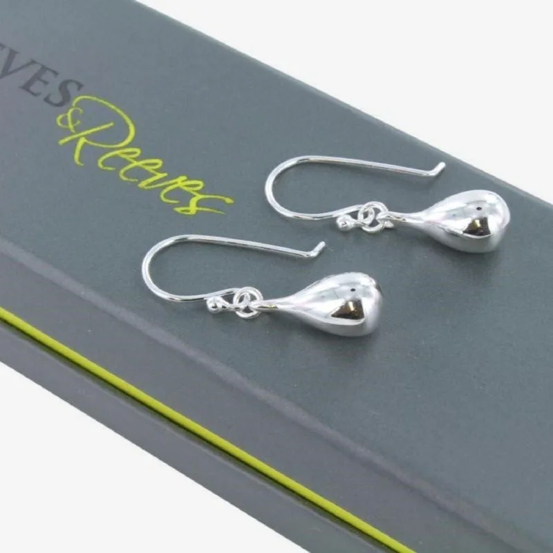 trendy earrings for women -Sterling Silver Tear Drop Earring