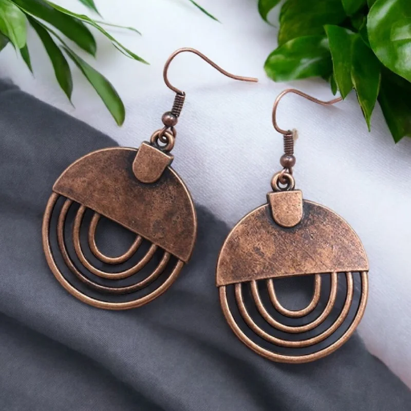 bohemian rings for women -Bohemian Copper Round Drop Earrings