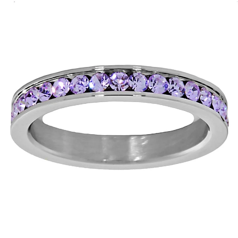 Rasina: 0.78ct Alexandrite Ice CZ 316 Steel 3mm Eternity Band Ring