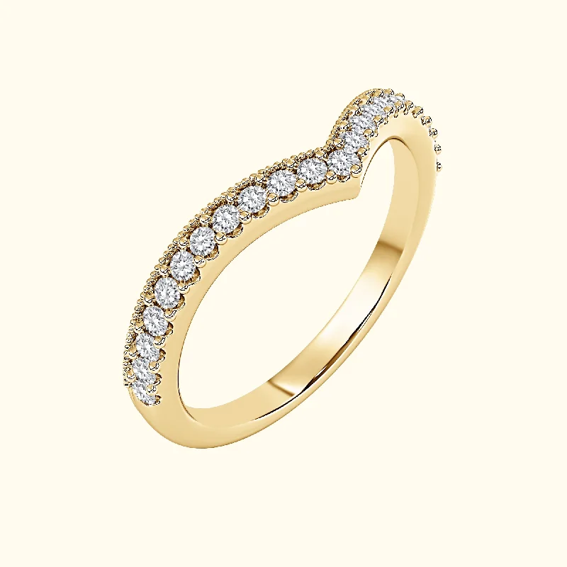 stylish moissanite engagement rings -'Emmie' French Pavè V-Shaped .25ct Diamond Band