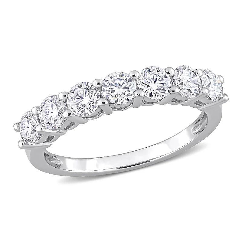 Miadora 1ct DEW Moissanite Stackable Semi-Eternity Band Ring in 10k White Gold