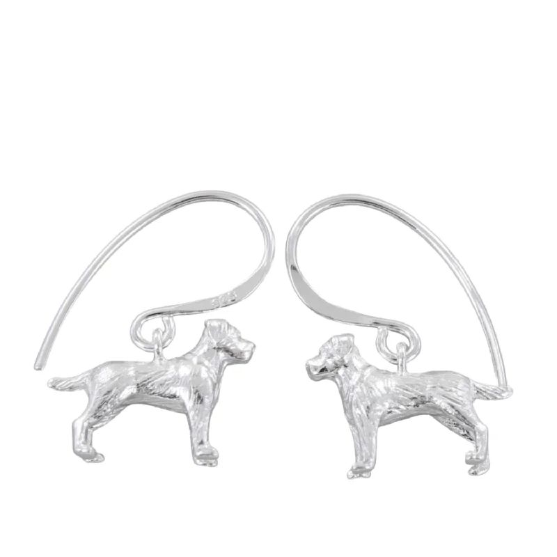 fashion rings for women -Classic Labrador Silver Drop Earrings