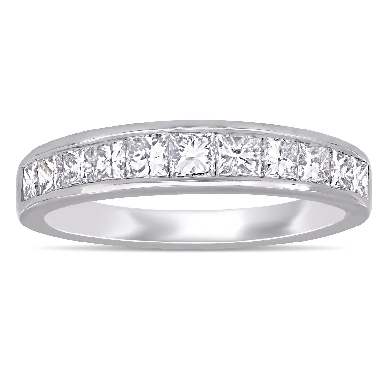 Miadora 14k White Gold 4/5ct TDW Princess-cut Diamond Graduated Anniversary band Ring