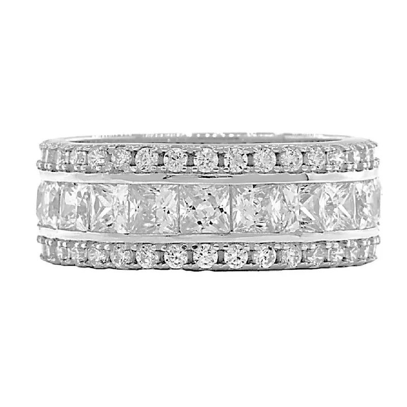 Colorado: 5.8ct Russian Ice CZ 3 Row Stacked Eternity Band Ring