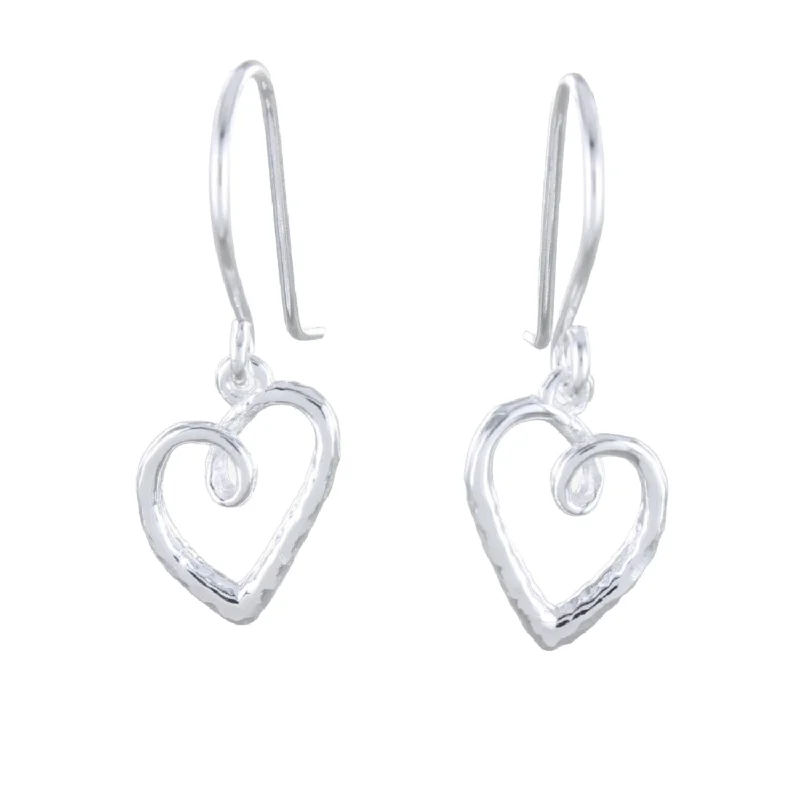 bohemian rings for women -Curly Heart Earrings in Sterling Silver