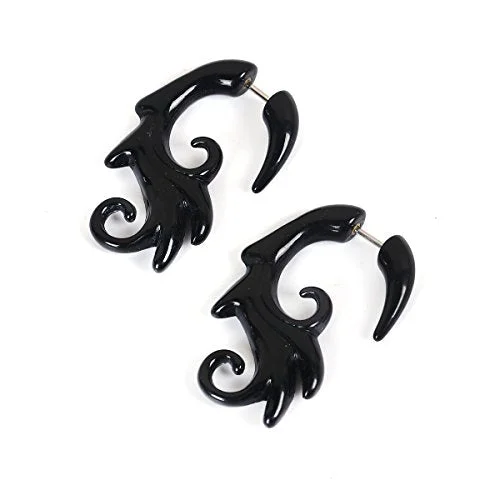 heart-shaped rings for women -Sexy Sparkles Acrylic 3D Double Sided Ear Post Stud Earrings Black Flower Vine for Women teens