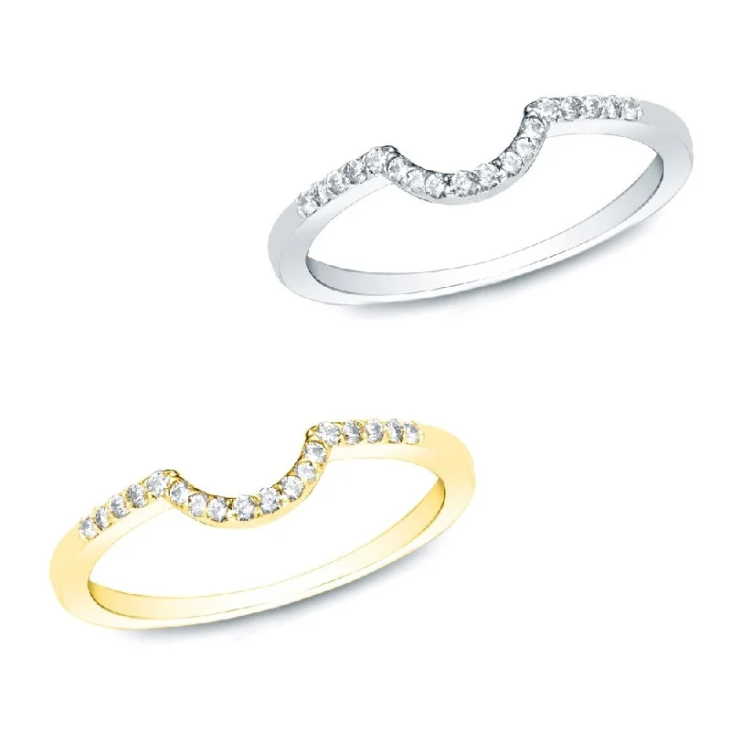 engagement rings with diamonds -Auriya Contoured 1/4ctw Round Diamond Wedding Band 14k Gold