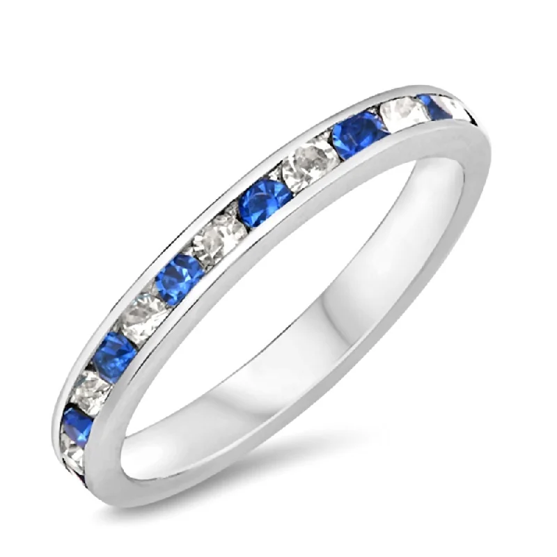 Yalena: Stackable Sapphire & Russian Ice CZ Eternity Band Ring