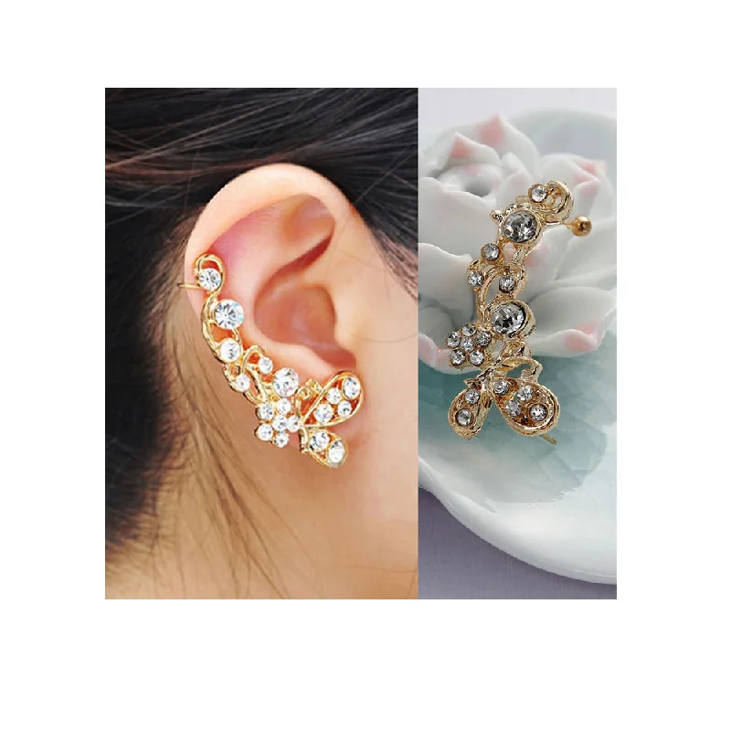 multi-layered earrings for women -Sexy Sparkles Ear Cuffs Clip Wrap Earrings Stud Wrap Earrings Earrings Cuffs For Women And Girls Clip On The Ears