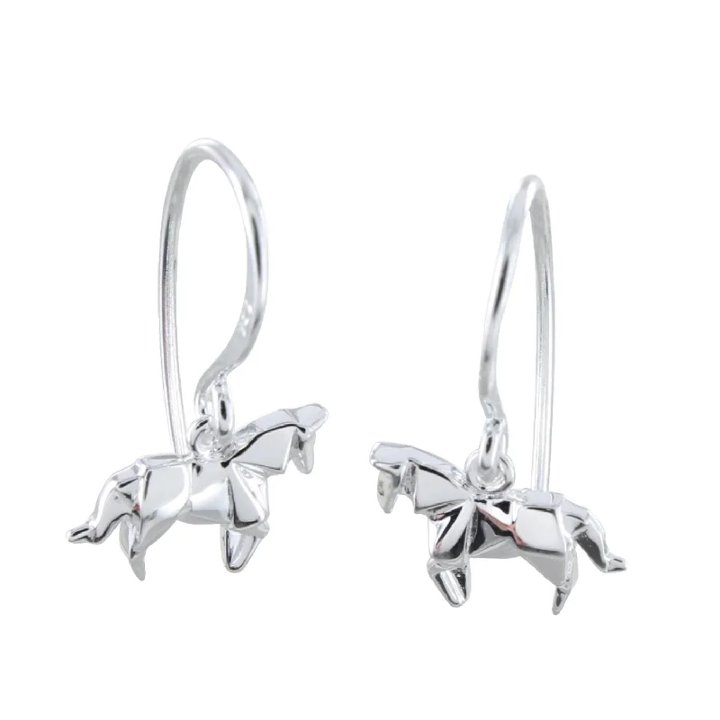 emerald rings for women -Origami Horse Drop Earrings