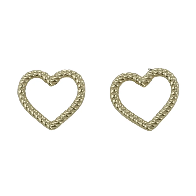 gold hoop earrings for weddings -Twisted Heart Stud Earrings