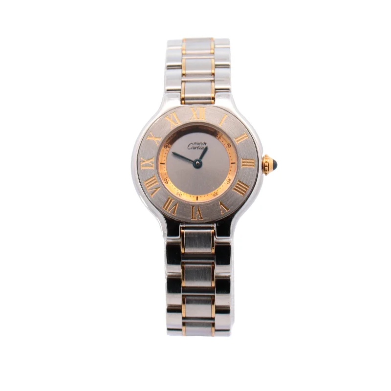 Cartier Must 21 Two Tone Yellow Gold & Steel 28mm Roman Dial Watch Reference #: W10073R6