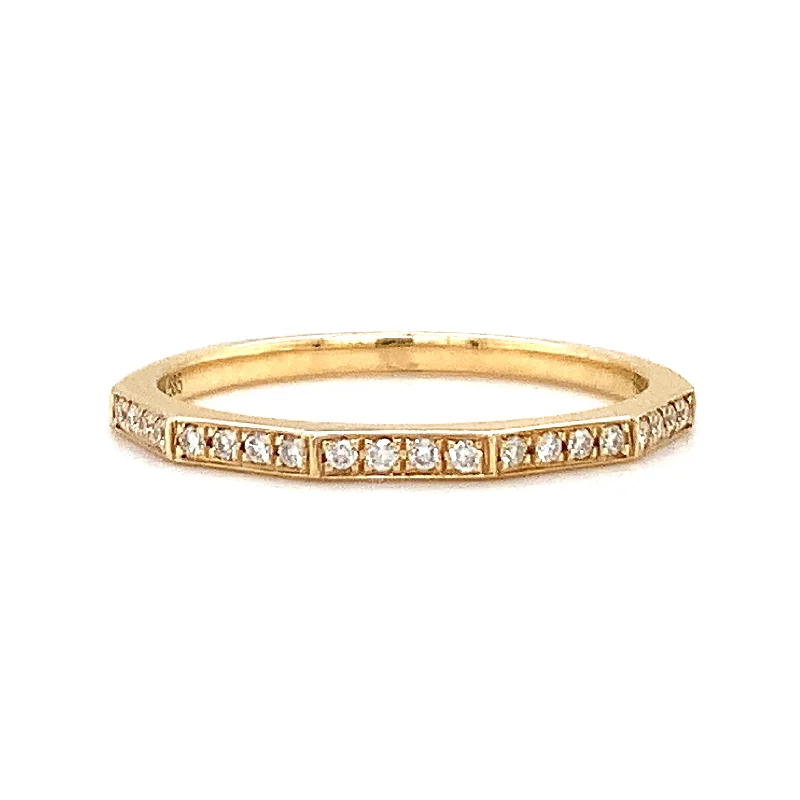 affordable diamond engagement rings -Diamond & Yellow Gold Geometric Wedding Band - "Vera"