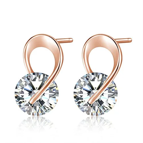 emerald rings for women -Sexy Sparkles Rose Gold Ear Post Stud Earrings Cubic Zirconia for women teen girls