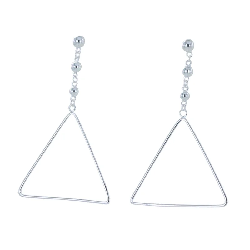 cute stud earrings for women -Sterling Silver Ava Triangle Falling Earring