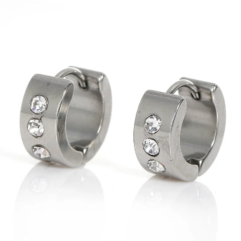 lightweight earrings for women -Sexy Sparkles Titanium Steel Mens Womens Hoop Earrings Piercings Huggie Hypoallergenic